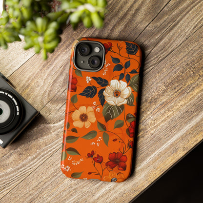 Orange Floral Phone Tough Case