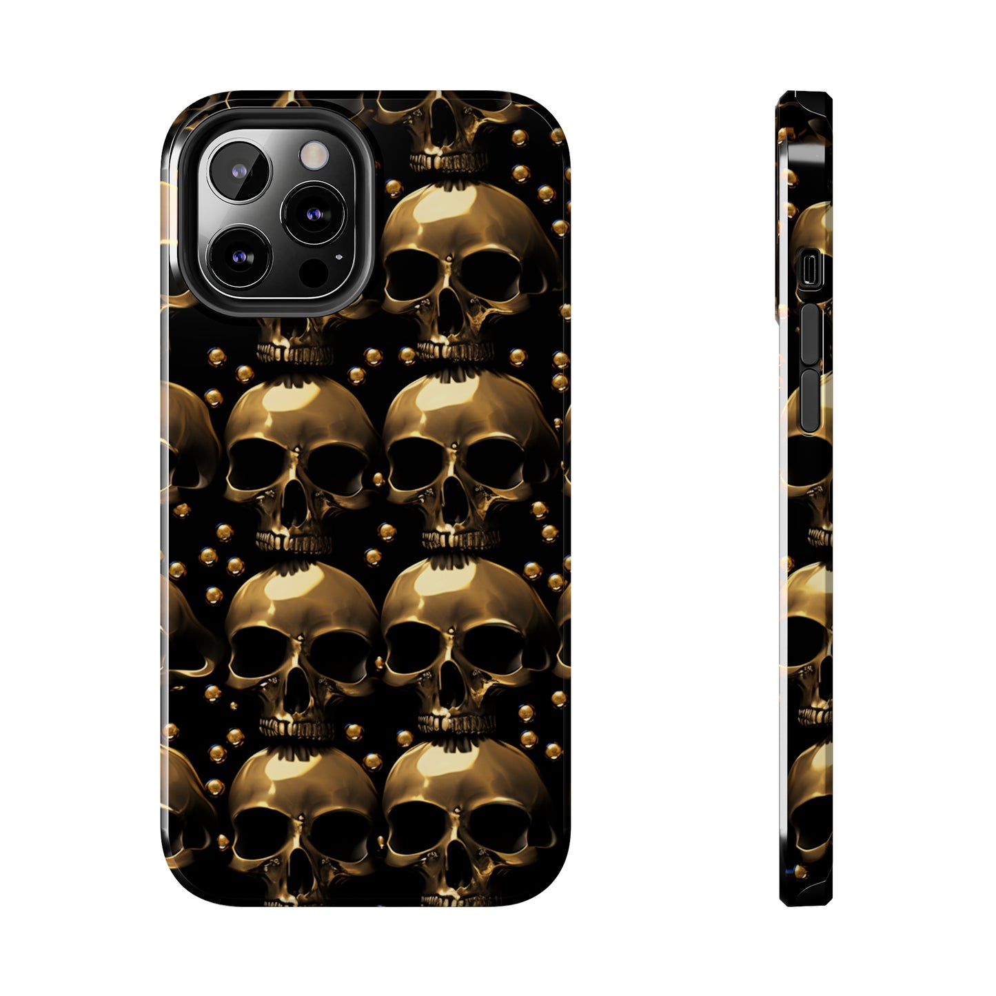 iPhone Case Golden Enigma: Where Goth Meets Glamour | Gold Skulls iPhone Tough Case