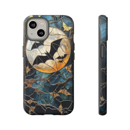 Halloween Phone Case Bats Stained Glass Style Spooky Moon Phone Cover