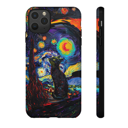 Starry Night Black Cat Van Gogh Painting Art Phone Case