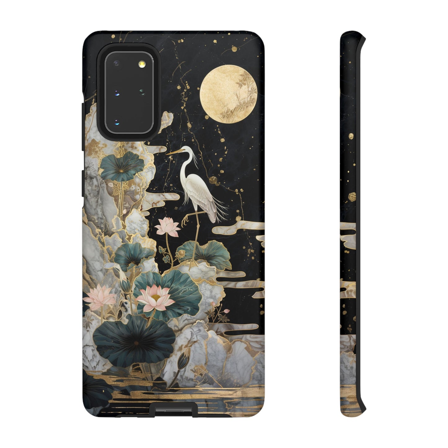 Heron and Moon Floral Zen Art Phone Case