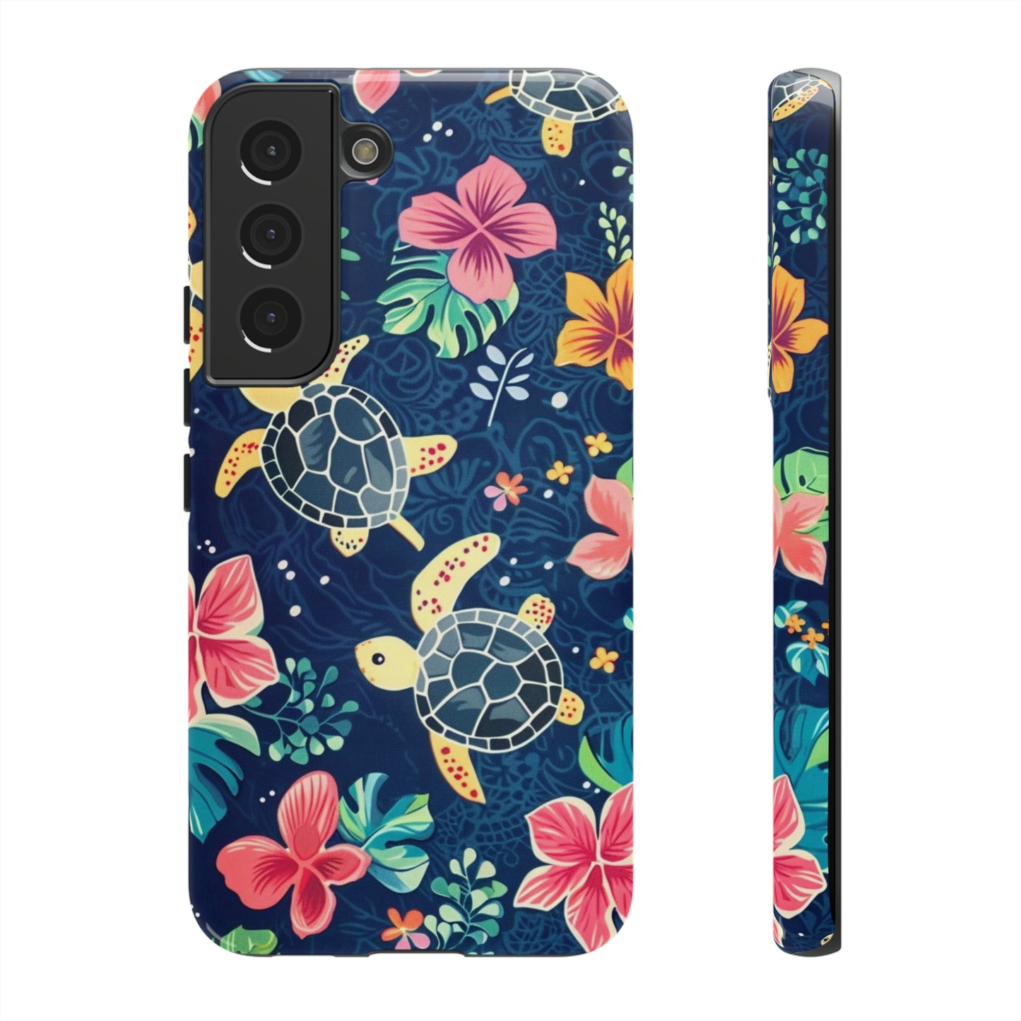 Undersea Floral Blue Sea Turtle Phone Case