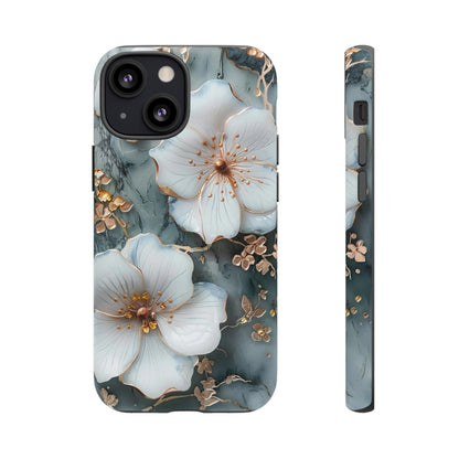 White Flower on Marble Stone  Phone Case