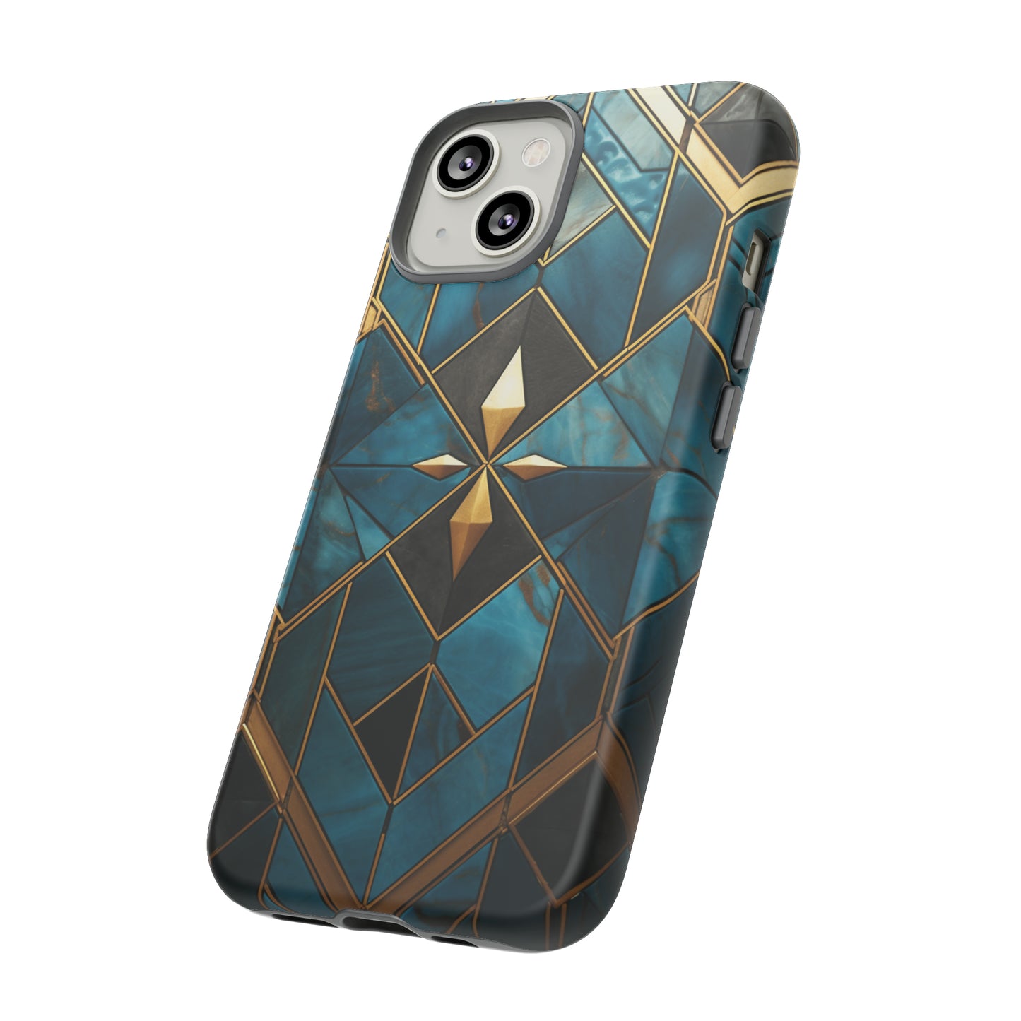 Gold and Blue Marble Mosaic Phone Case