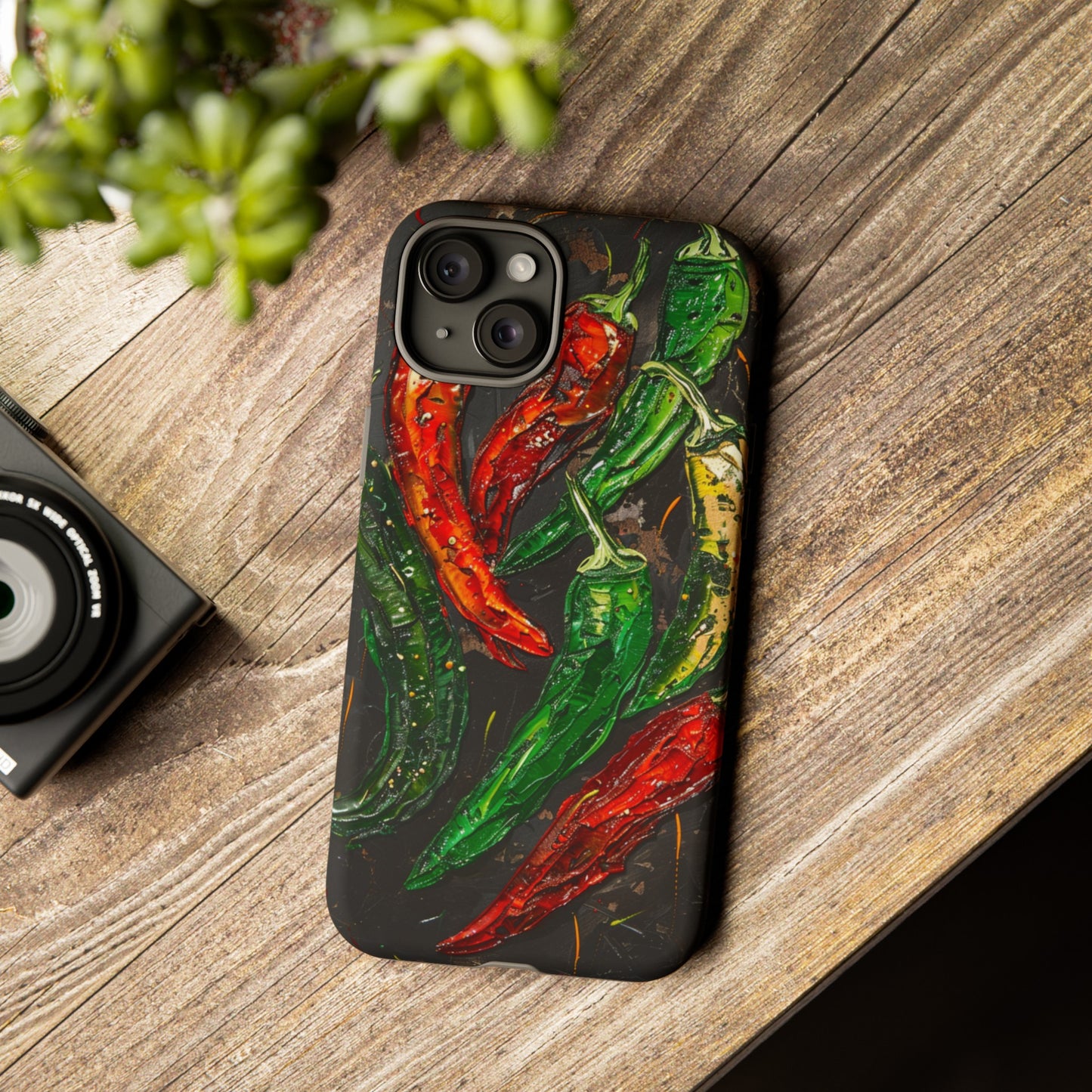 Green and Red Chili Peppers Phone Case