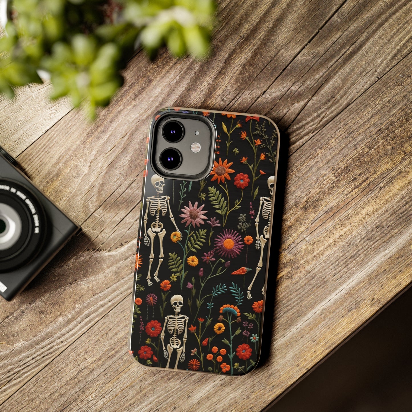 Skeletons in the garden Halloween Embroidery Phone Case