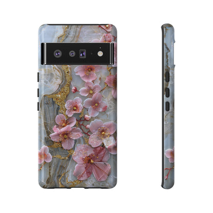 Pink Forget Me Nots Gold Floral Phone Case