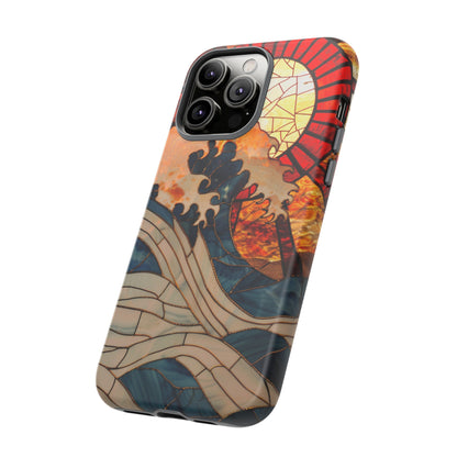 Japanese Rising Sun Phone Case Stained Glass Ocean Wave