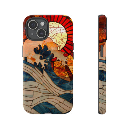 Japanese Rising Sun Phone Case Stained Glass Ocean Wave