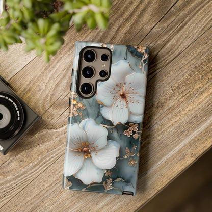 White Flower on Marble Stone  Phone Case