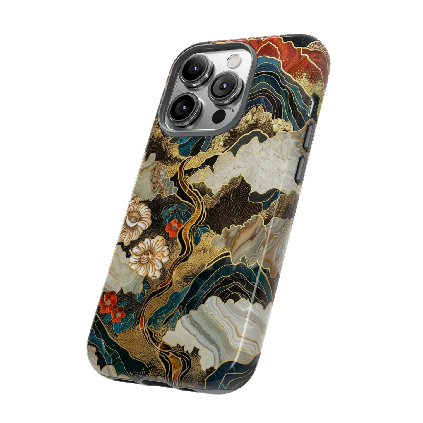 Chiyogami Stained Glass Floral Mountain Phone Case