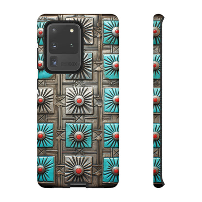 Vintage Navajo Native American Turquoise Concho Phone Case for iPhone 15, 14, 13, 12, 11 Pro Max, 14 Plus, iPhone XS Max, iPhone XR, iPhone 7, 8, 14, 15 Plus, SE