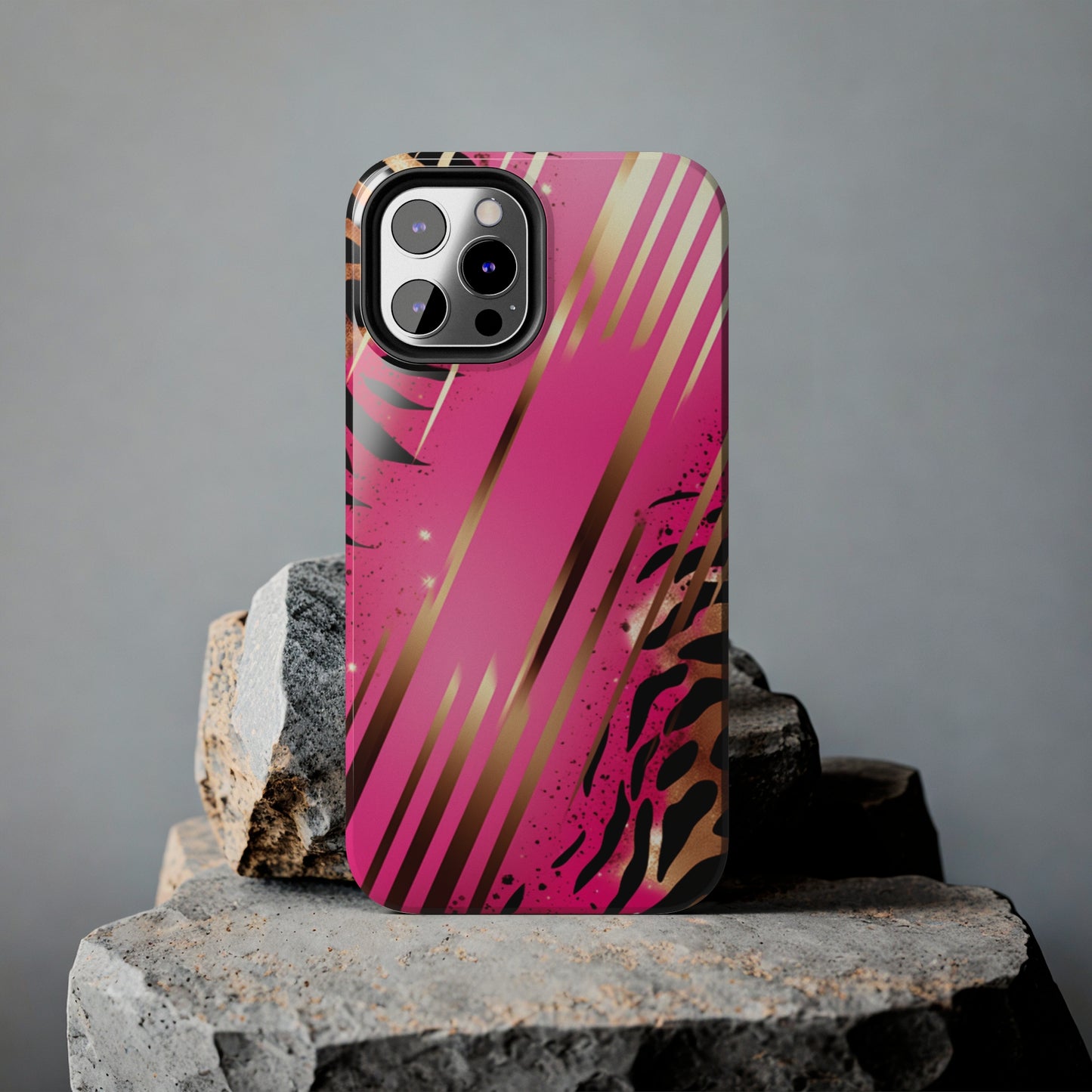 Elegant Wilderness: Pink & Gold Tiger Stripes | Mesmerizing Lush iPhone Case