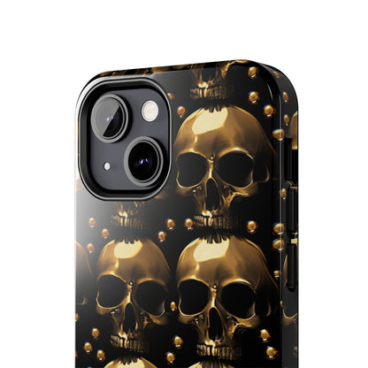 iPhone Case Golden Enigma: Where Goth Meets Glamour | Gold Skulls iPhone Tough Case