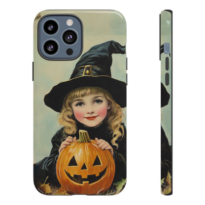 Vintage Halloween Card Witch and Jack-o'-lantern Phone Cover