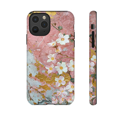 Pink Forget Me Nots Gold Floral Phone Case