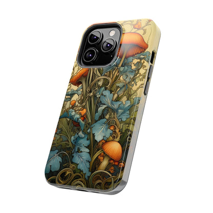 Vintage Mushroom iPhone Case Floral Aesthetic Art Nouveau Retro Phone Tough Case iPhone 14 Plus 13 12 7 8 SE Hippie Boho Style