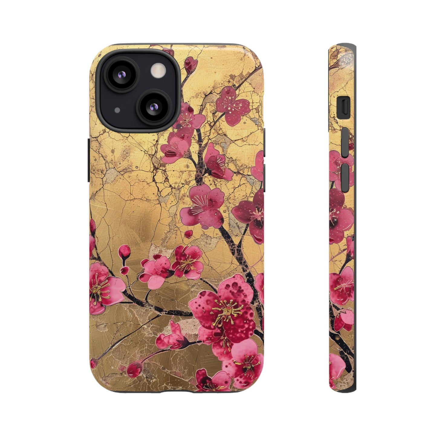 Pink Forget Me Nots Gold Floral Phone Case