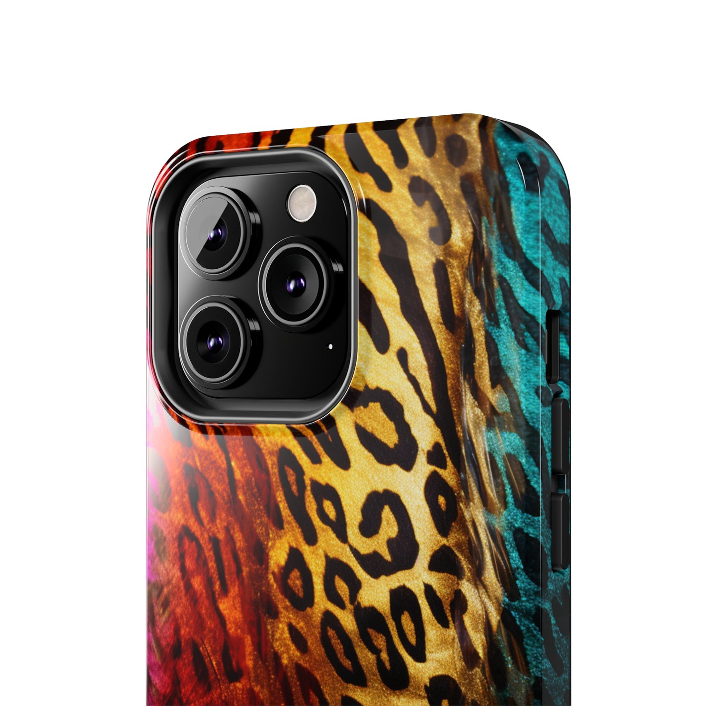 Kaleidoscopic Wild: Psychedelic Rainbow Leopard Print | Dazzling iPhone Case