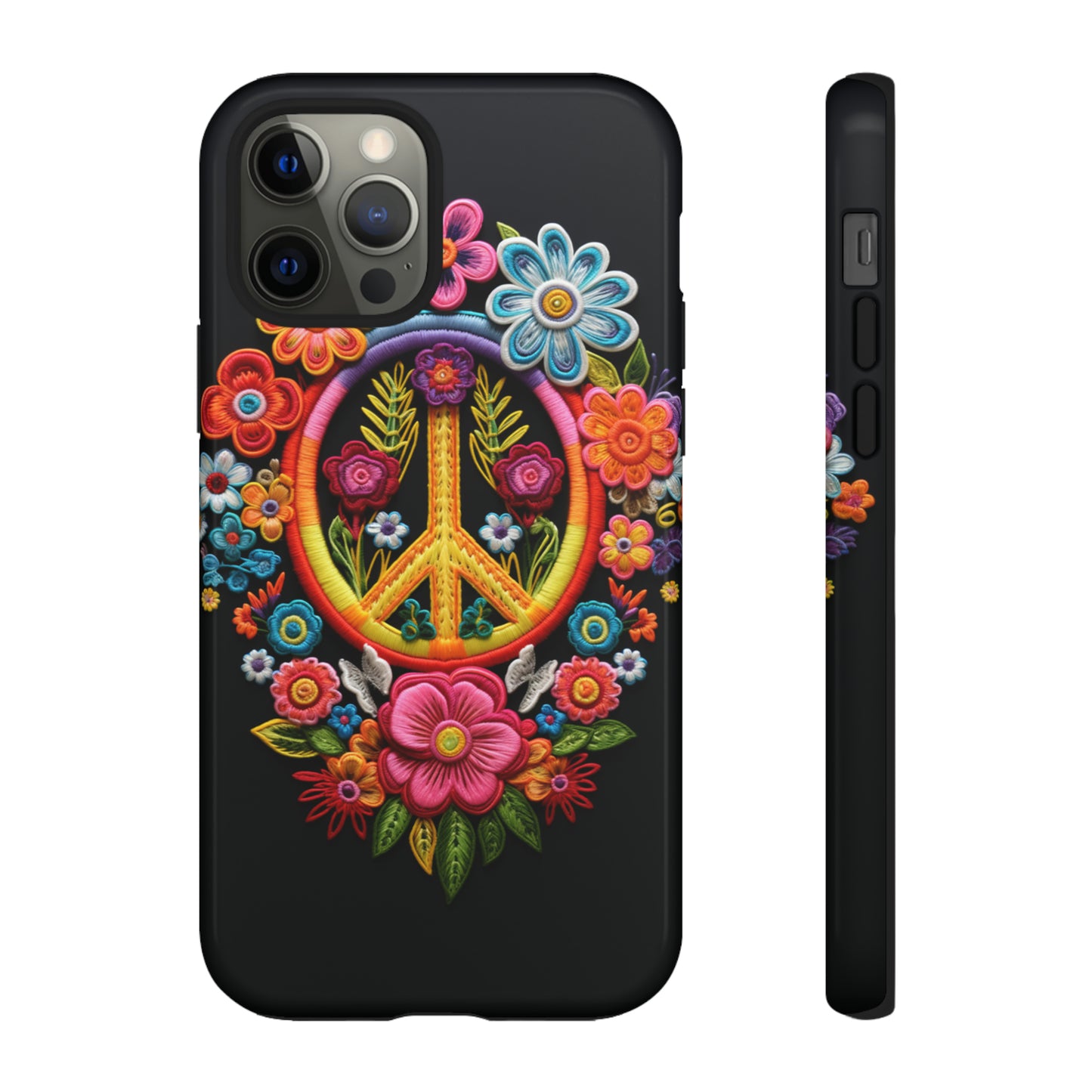 Peace Sign Embroidery Floral Hippie Style Phone Case