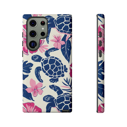 Undersea Floral Blue Sea Turtle Phone Case