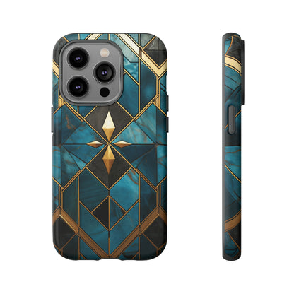 Gold and Blue Marble Mosaic Phone Case