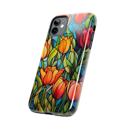 Stained Glass Tulip Floral Aesthetic iPhone Case | Embrace the Beauty of Nature in Full Bloom