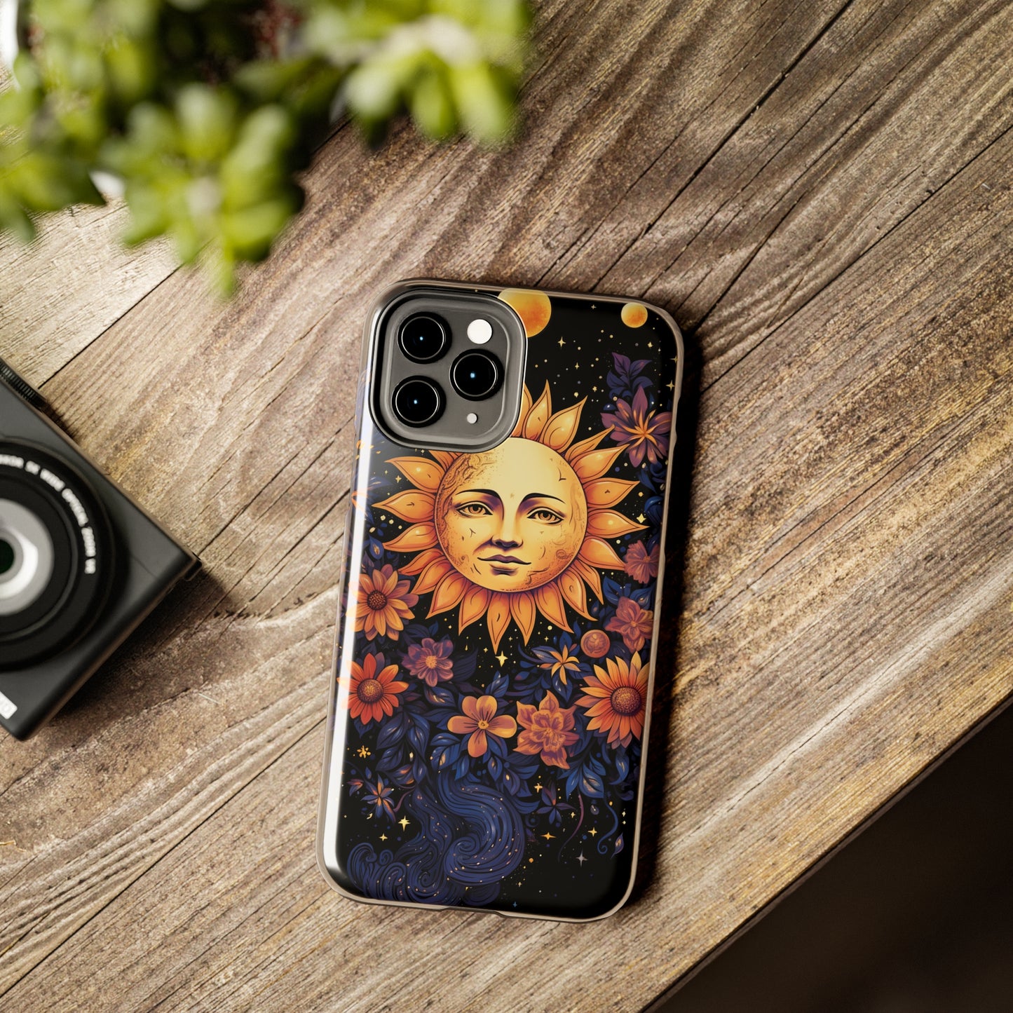 Cosmic Blooms: Floral Sun, Moon & Stars iPhone Case - Where Celestial Meets Botanical