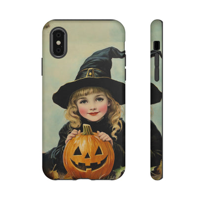 Vintage Halloween Card Witch and Jack-o'-lantern Phone Cover