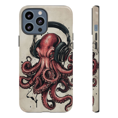 Retro Style Japanese Octopus Listening to Headphones Phone Cover