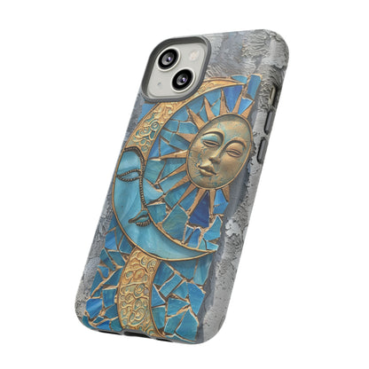 Boho Sun and Moon Mosaic Tile Stained Glass Phone Case