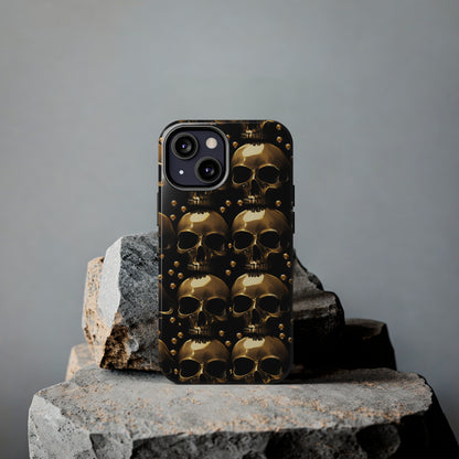 iPhone Case Golden Enigma: Where Goth Meets Glamour | Gold Skulls iPhone Tough Case