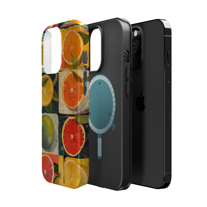 Italian Tile Citrus Fruit Abstract Floral Summer Style MagSafe Phone Case