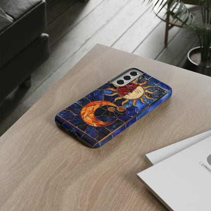 Celestial Stained Glass Moon and Stars iPhone 15 Case