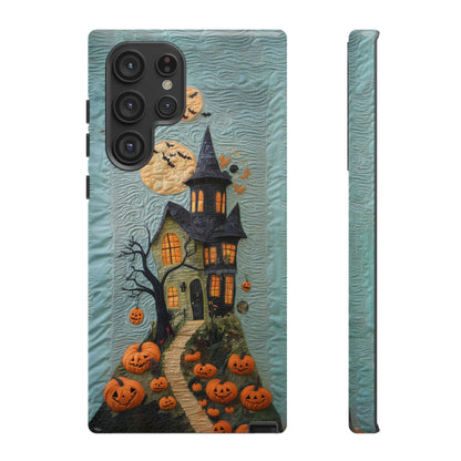 Halloween Haunted House Vintage Embroidery Style Phone Cover