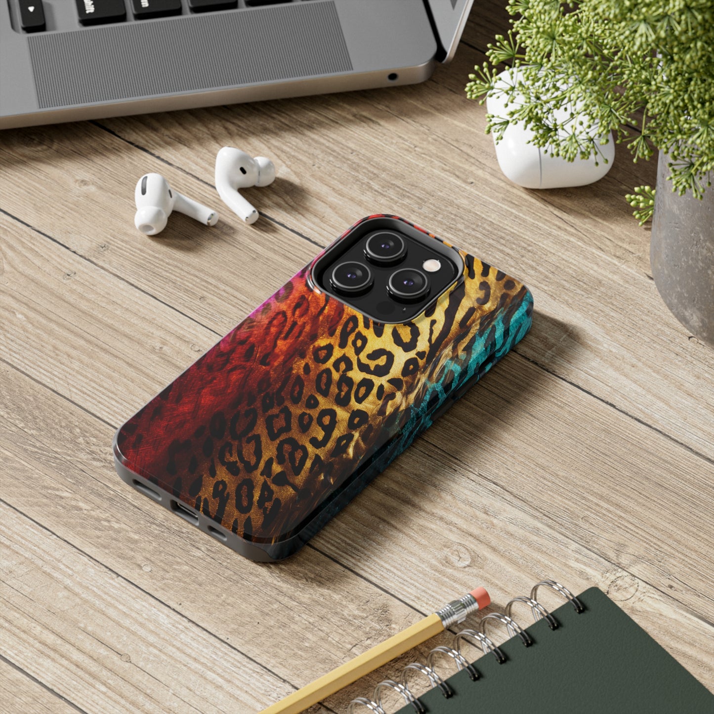 Kaleidoscopic Wild: Psychedelic Rainbow Leopard Print | Dazzling iPhone Case