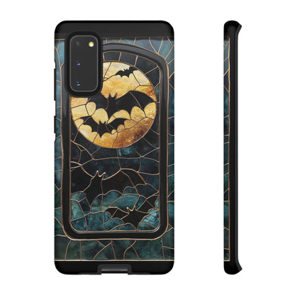 Halloween Phone Case Bats Stained Glass Style Spooky Moon Phone Cover