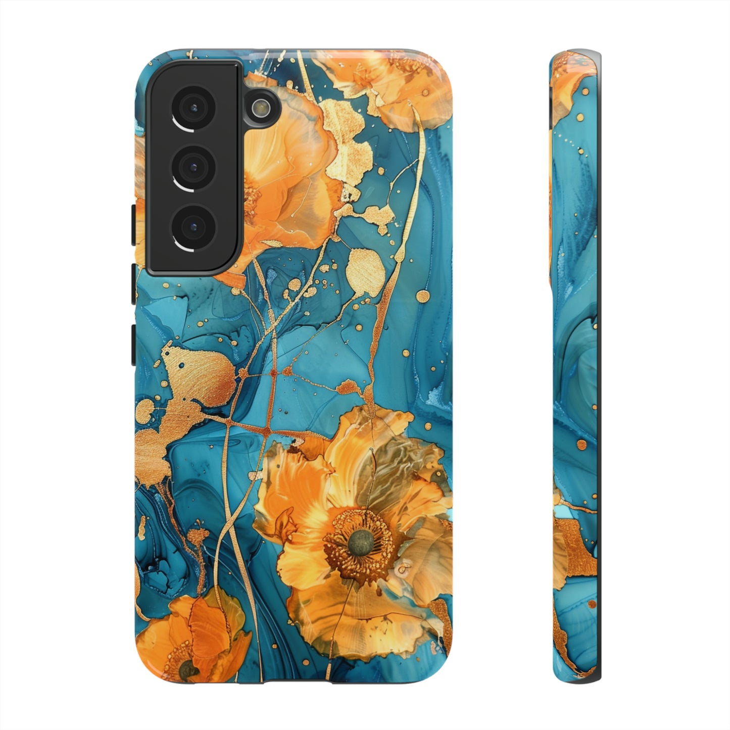 Gold Poppies Color Splash Floral Design Phone Case