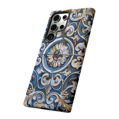 Azulejo Porcelain Blue & Creamy White Tile Mediterranean Design Phone Case