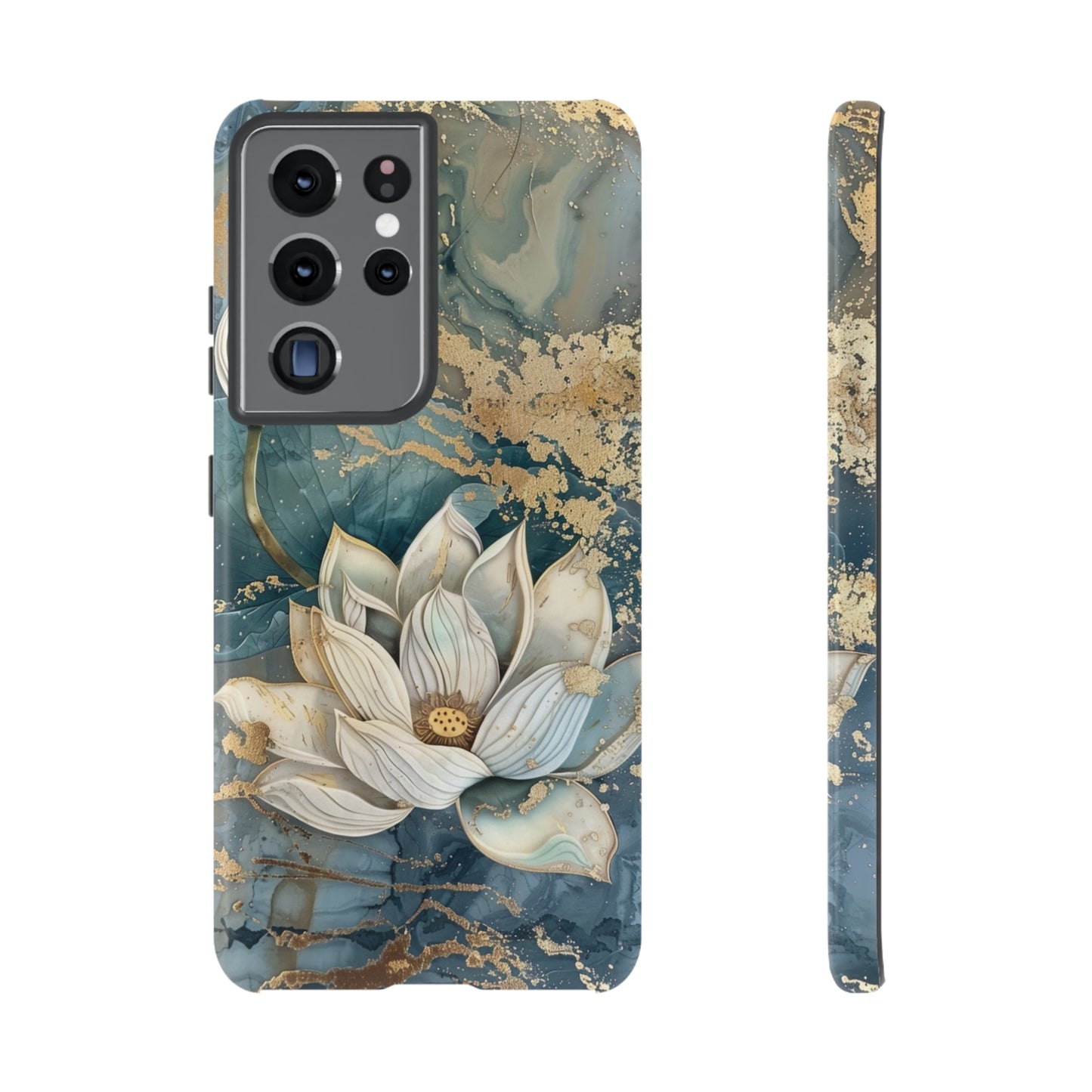 Zen Stained Glass Marble Lotus Floral Design Phone Case