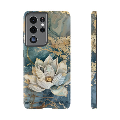 Zen Stained Glass Marble Lotus Floral Design Phone Case