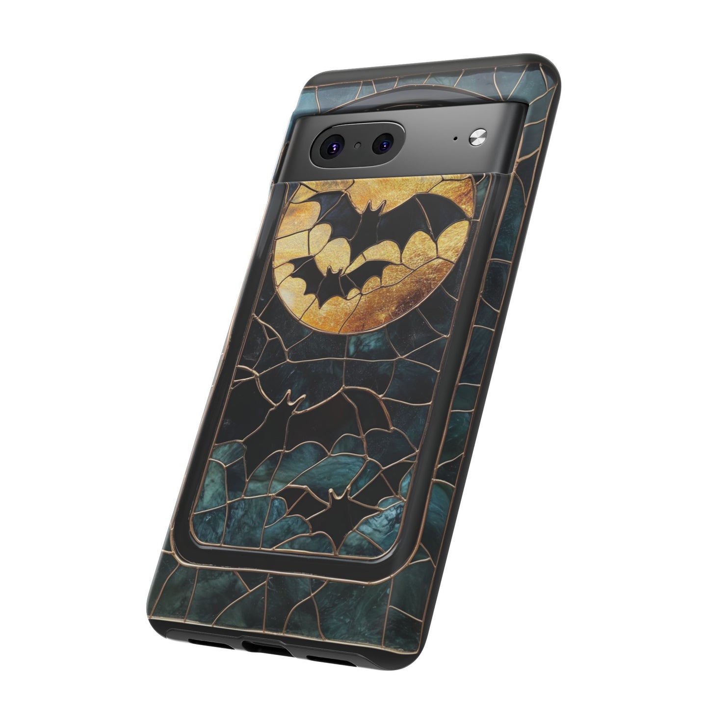 Halloween Phone Case Bats Stained Glass Style Spooky Moon Phone Cover