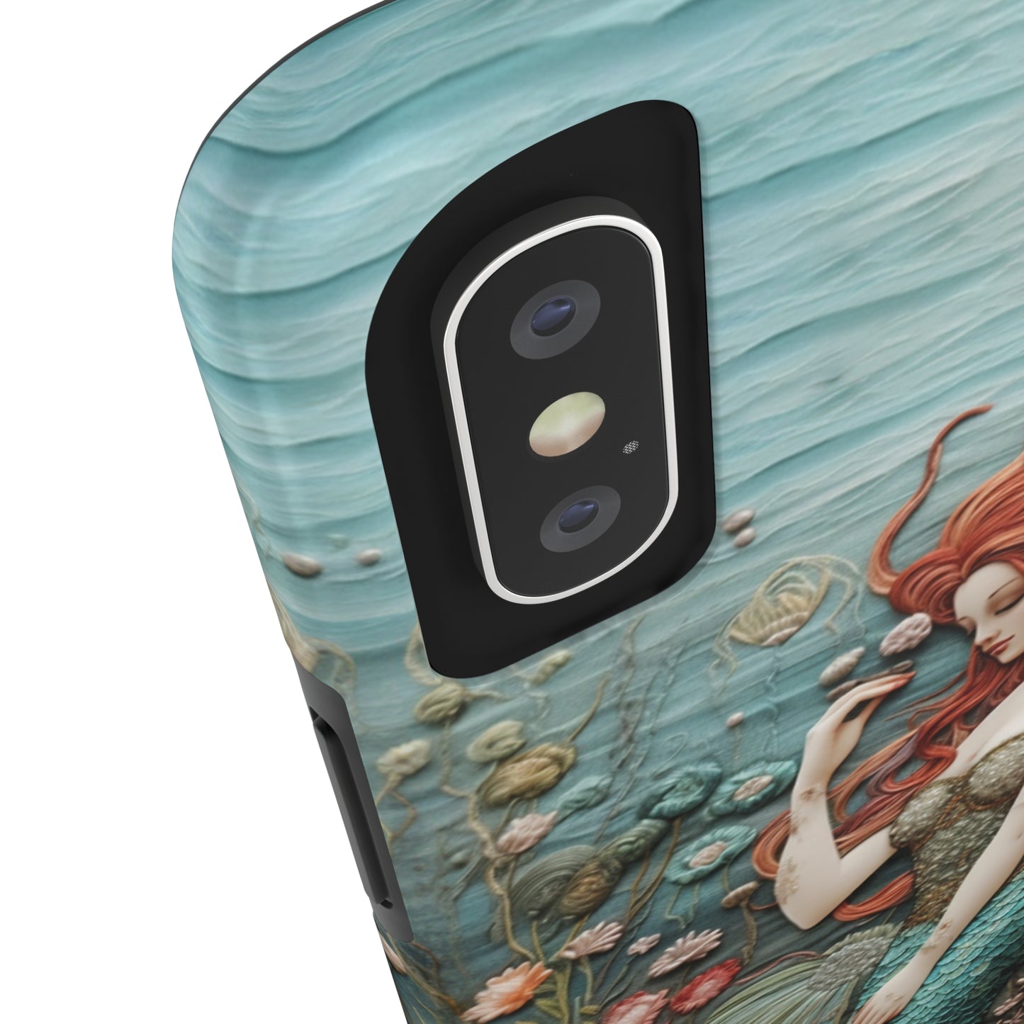 Siren's Song: Mermaid Elegance Apple Phone Case | Embroidery-Inspired iPhone Case