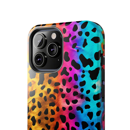 Kaleidoscopic Wild: Psychedelic Rainbow Leopard Print | Dazzling iPhone Case