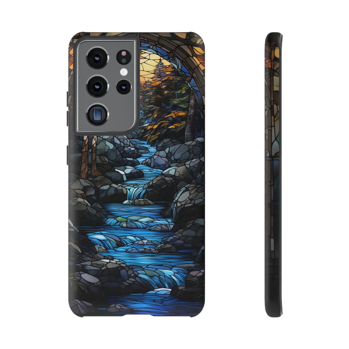 Stained Glass Stone Bridge and River Art Phone Case