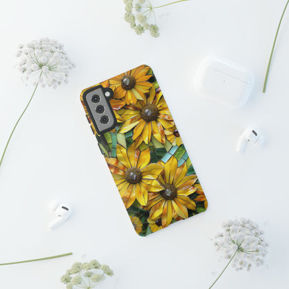 Yellow and Gold Daisy Mosaic Stained Glass Phone Case for iPhone 15, 14, Pro Max, 13, 12 & Samsung Galaxy S23, S22, S21, Google Pixel