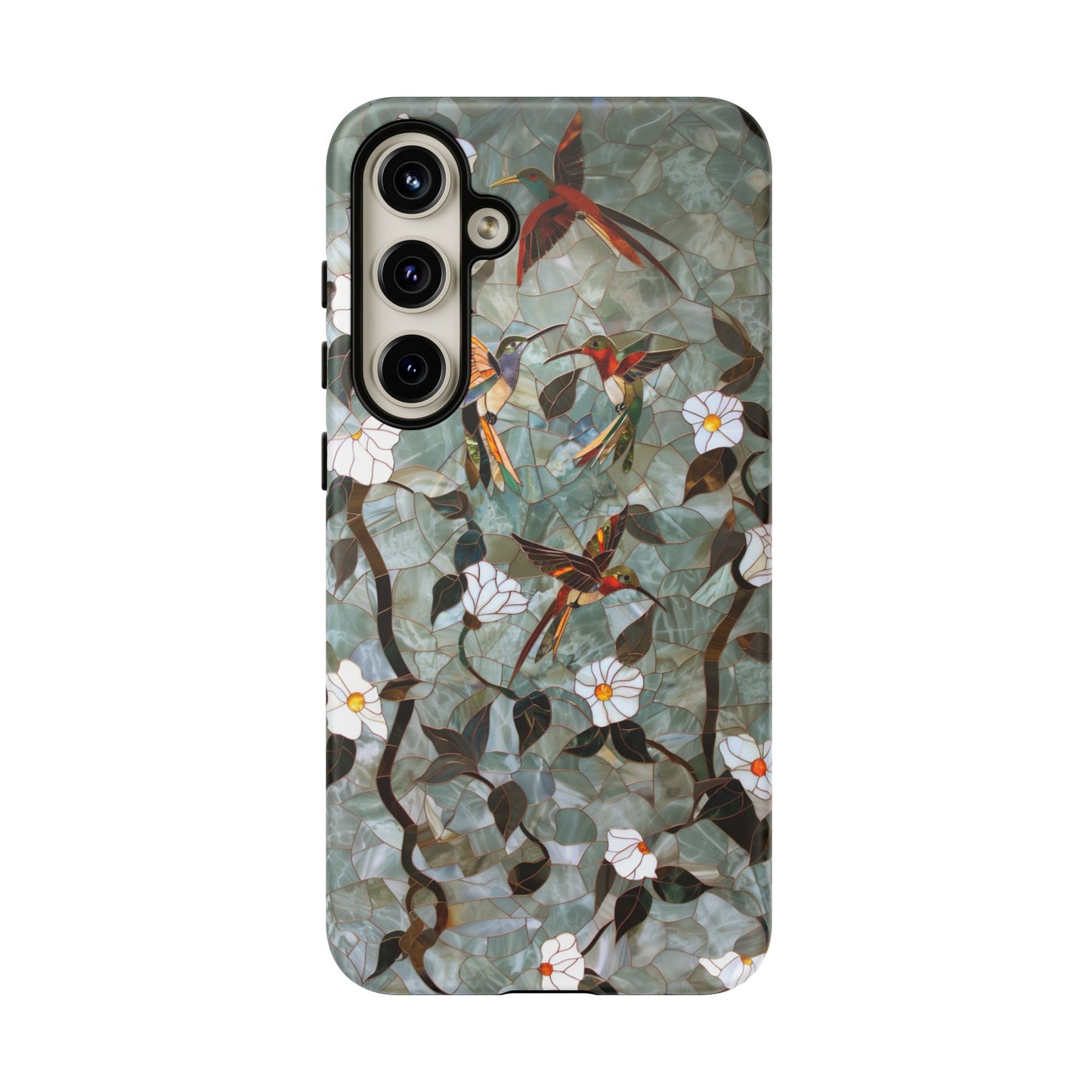 Elegant hummingbirds and flowers phone case for iPhone 15