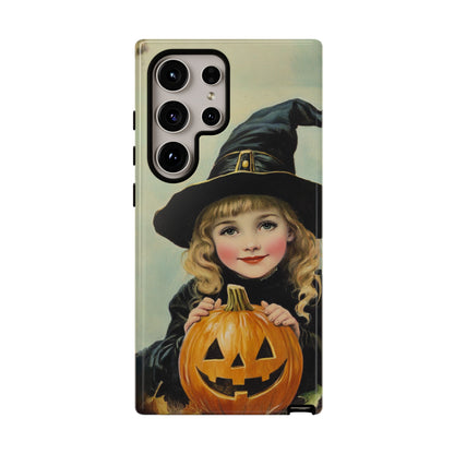 Vintage Halloween Card Witch and Jack-o'-lantern Phone Cover