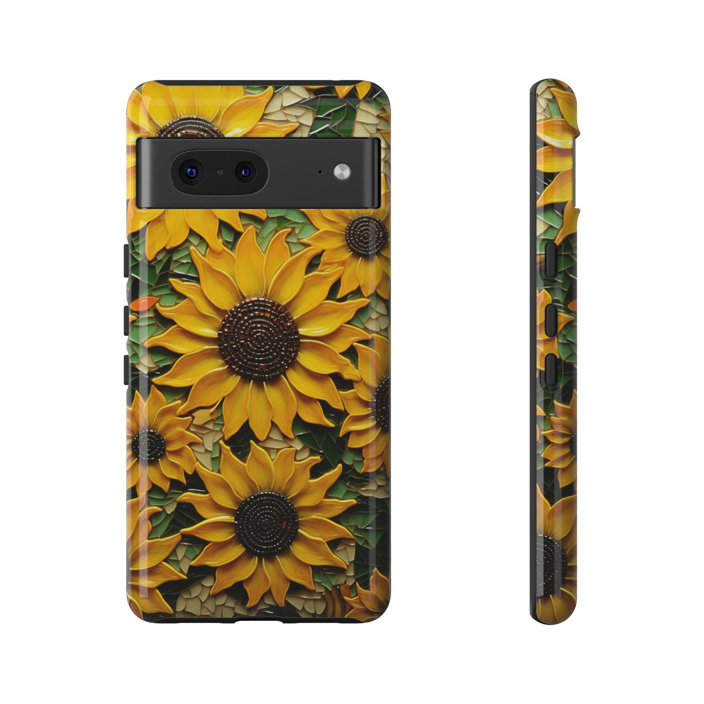 Sunflower Floral Color Explosion Mosaic Glass