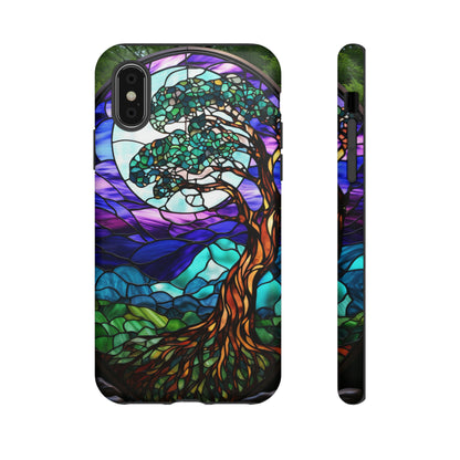 Stained Glass Mosaic Tile Tree in Moonlight